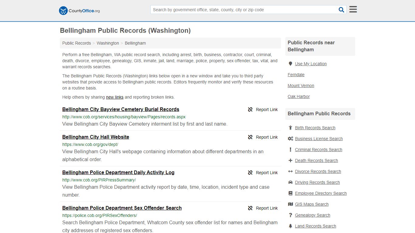 Public Records - Bellingham, WA (Business, Criminal, GIS, Property ...